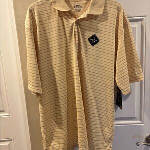 PGA Tour Men's Tan Polo with Navy Accents
